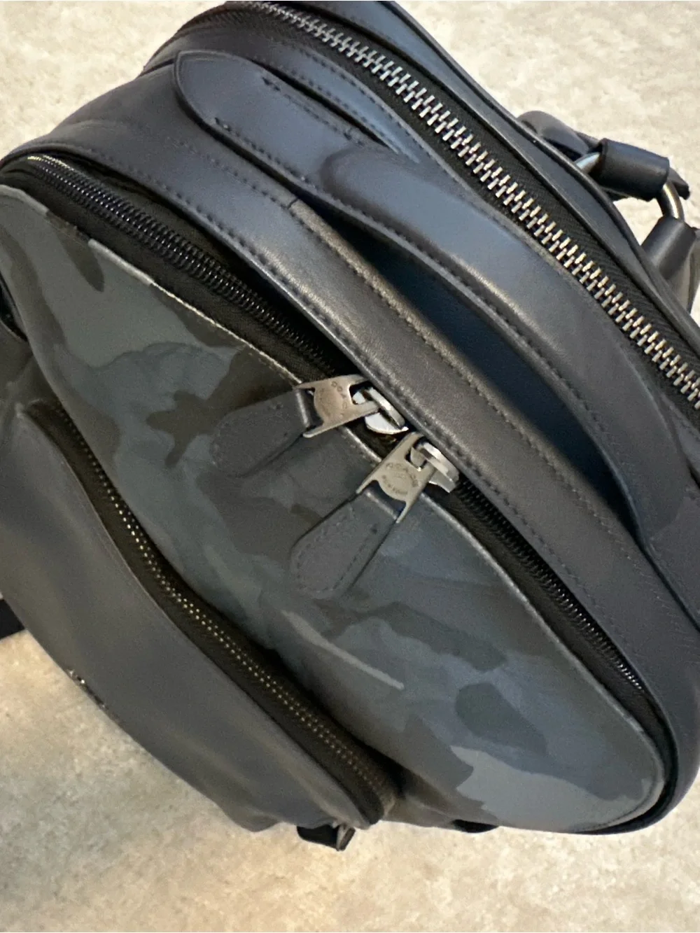 Coach Men’s Blue & Gray Camo Leather Backpack